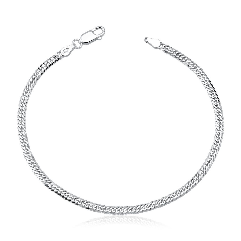 Pulseira Masculina de Prata 925 Grumet Dupla com 3mm e 21cm em Oferta na Shopee