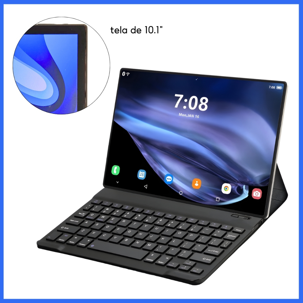 Tablet E1035 Android 13 – Dual SIM, 6GB RAM, 128GB, Tela Full HD IPS + Teclado e capa Incluso em Oferta na Shopee