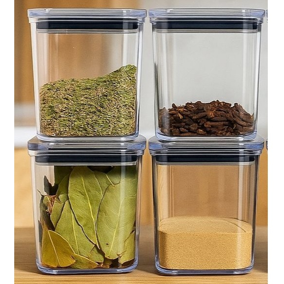 Kit 4 Mini Pote Hermético 200ml Porta Condimento – Acrílico para Condimentos temperos