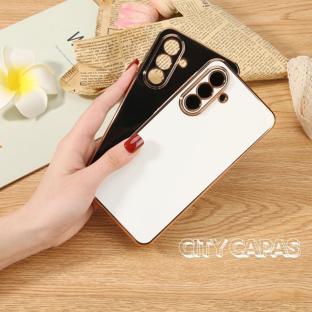 City Capas - Capinha Samsung A70 A51 A50 A31 A30 A21 A20 A11 A10 J7PRIME J5PRIME Borda Dourada