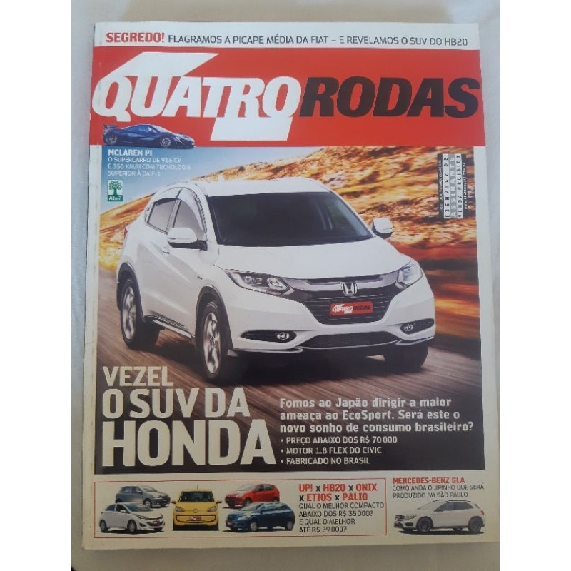 Revista Quatro Rodas MARÇO de 2014 Edição n° 654 - Mercedes GLA. Up! x HB20 x Onix x Etios x Palio. HR-V. Mini Cooper S