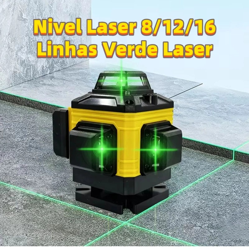 Nivel Laser 8 Linhas 360° Recarregável Bateria Verde Laser 4D Autonivelante Profissional Com Controle