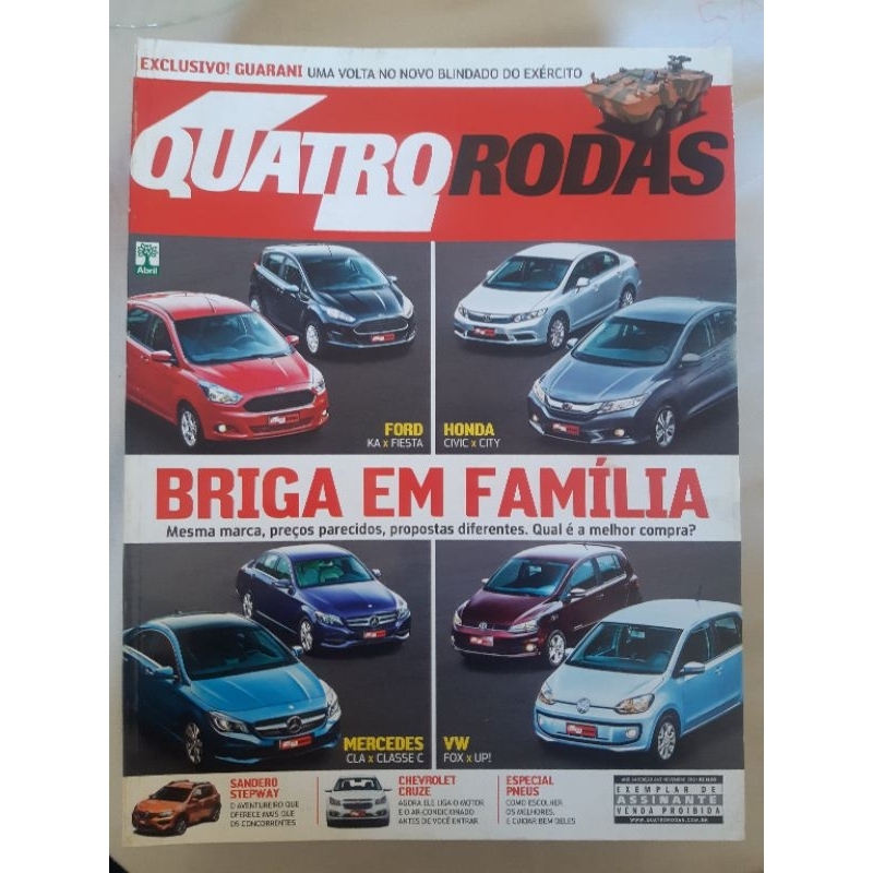 Revista Quatro Rodas NOVEMBRO de 2014 Edição n° 663 – Sandero Stepway. Cruze. Civic x City. Fox x Up! Ka x Fiesta. A8