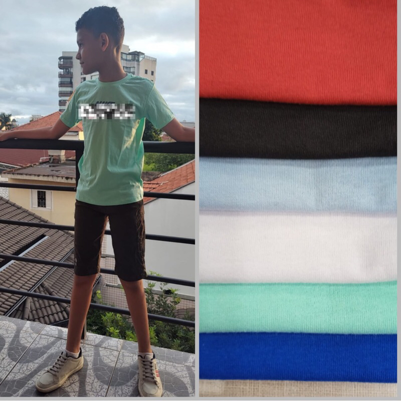 Camiseta estampada virgulada, Kit com 4 Camisetas (Cores sortidas)