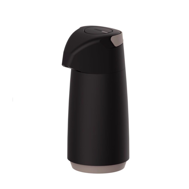 Garrafa térmica Tramontina exata 1L - Plástico preto com ampola de vidro - café - chá - bebidas