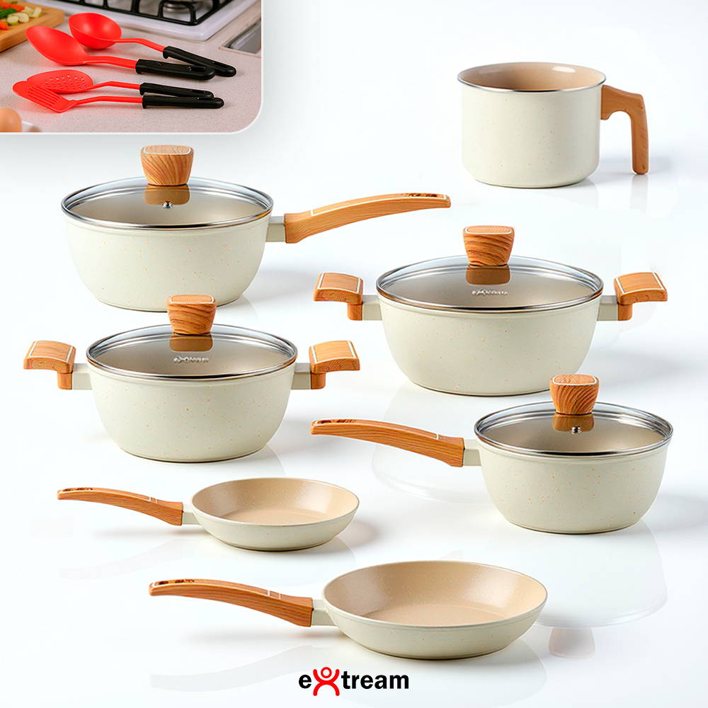 Imagem Jogo de Panelas Revestimento Ceramica Indução 11 peças Extream Alphaville Marmol Vulkano