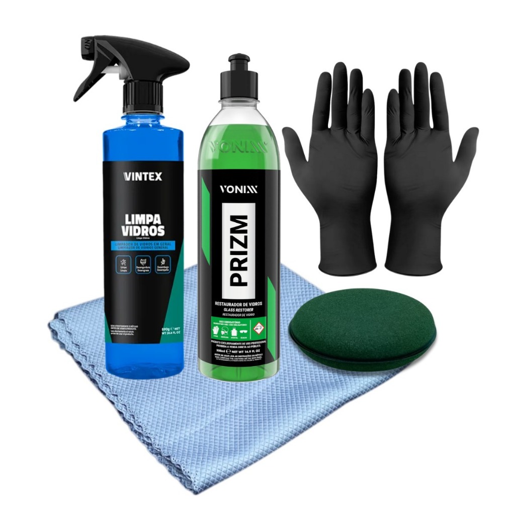 Limpeza Vidro Automotivo Prizm Limpa Vidros Pano Microfibra Kit em Oferta na Shopee