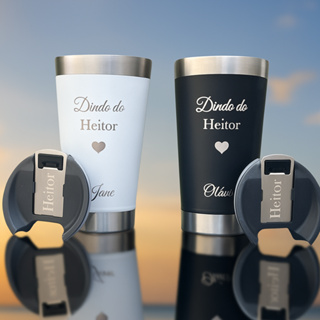 kit 2 copo térmico convite PADRINHO MADRINHA/ DINDO E DINDA personalizado gravação a laser em Oferta na Shopee