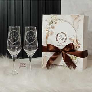 Caixa + 2 Taças Buffet champanhe personalizada Com seu Logo / Casal ou Individual em Oferta na Shopee