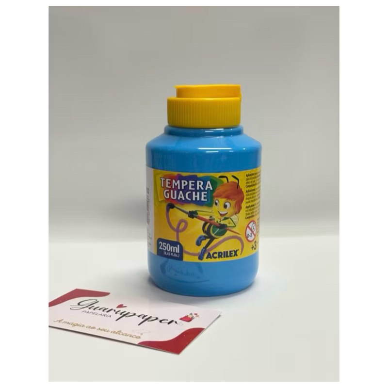 Tinta Tempera Guache Acrilex 250ml Azul Tinta de Brincar Lavável Escolar