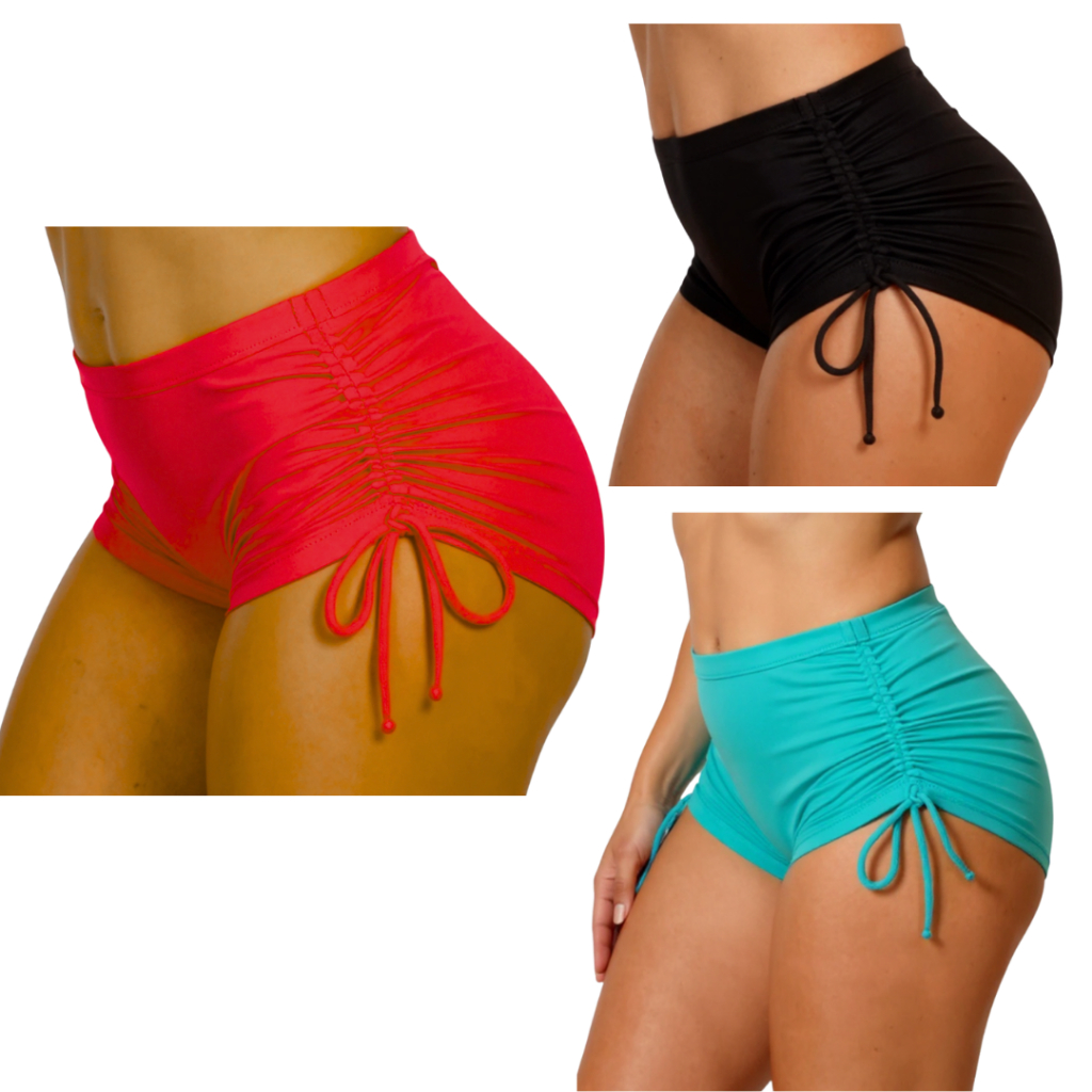 Kit 3 Shorts de Praia Femininos Sunquíni com Amarração Lateral Calcinha Shortinhos de Praia