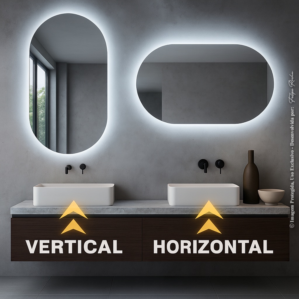 Espelho Oval Decorativo com LED 40x50cm Moderno e Funcional