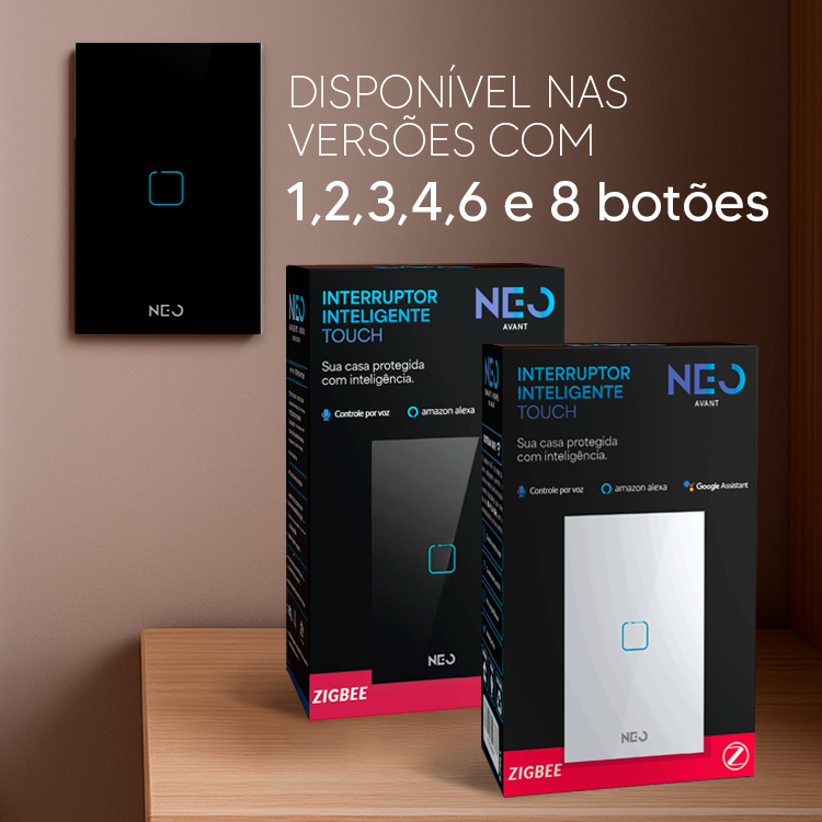 Interruptor Inteligente Touch Zigbee 1/2/3/4/6/8 Botões com Alexa google Bivolt Neo Avant em Oferta na Shopee