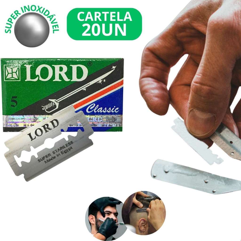 Lamina De Barbear Classic Profissional Original Alta Qualidade Inox Cartela 20 Unidades