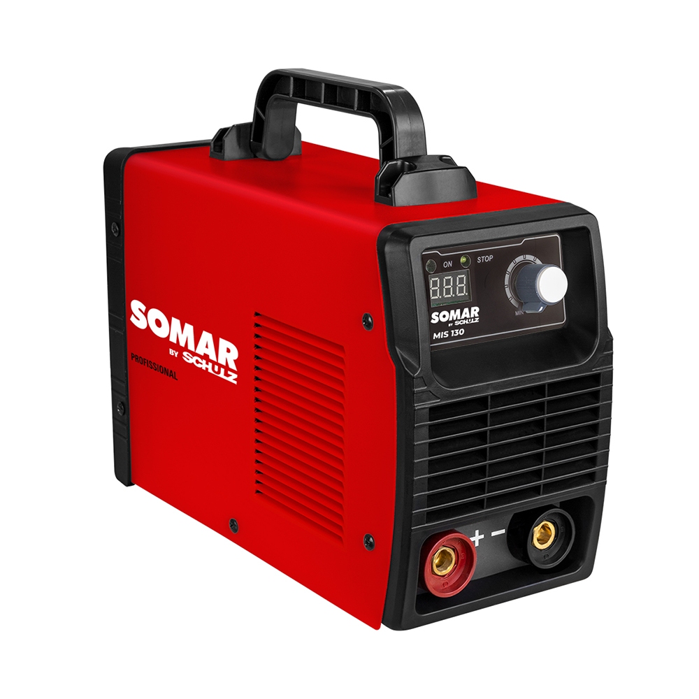 Máquina Inversora de Solda Portátil 220V 5,5kVA 130A Somar MIS 130 Profissional com acessórios
