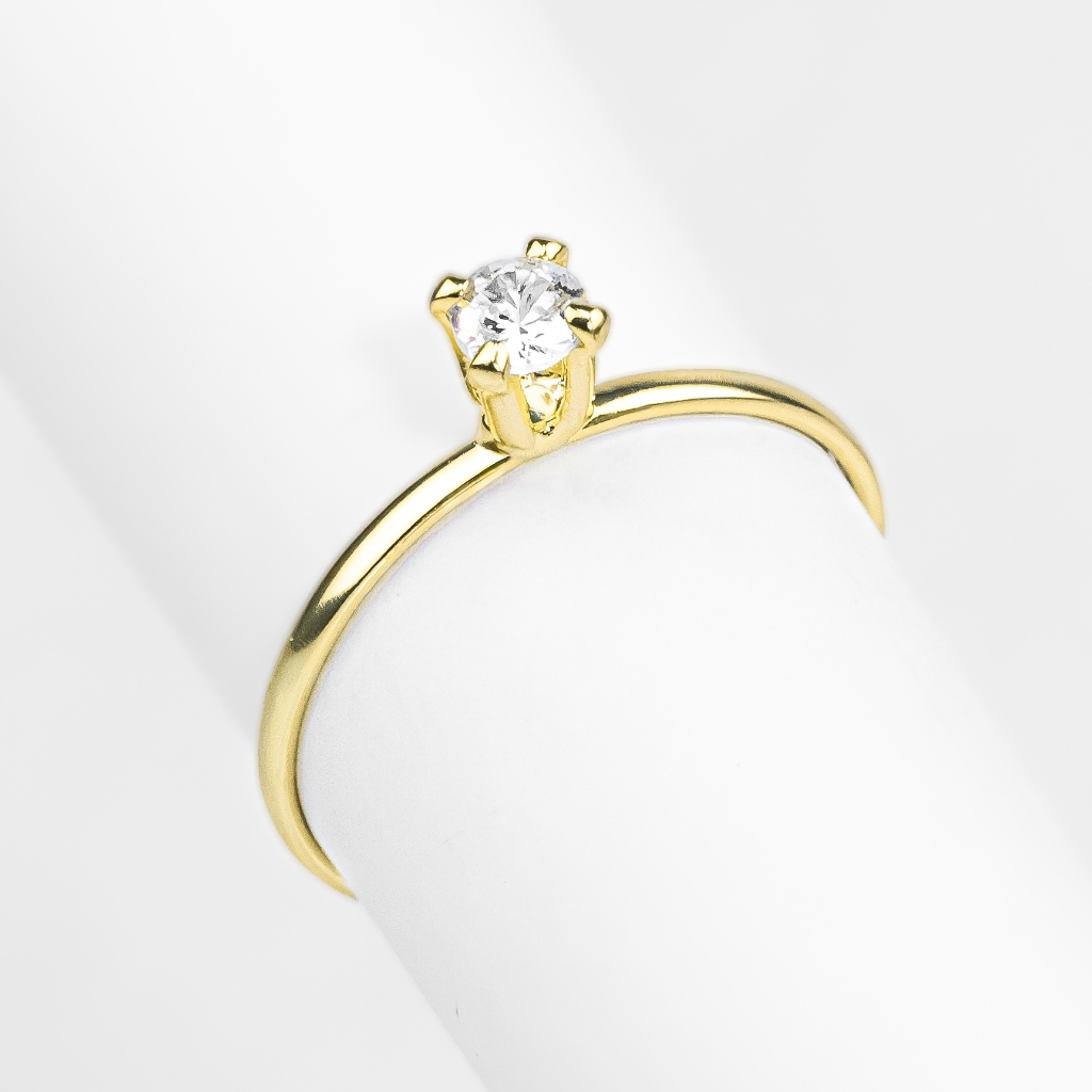 Anel Aliança Solitário Noivado Banhado a Ouro ou Prata com Pedra de Zircônia em Oferta na Shopee