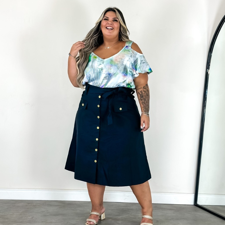Saia Bengaline Plus Size para Eventos Formais