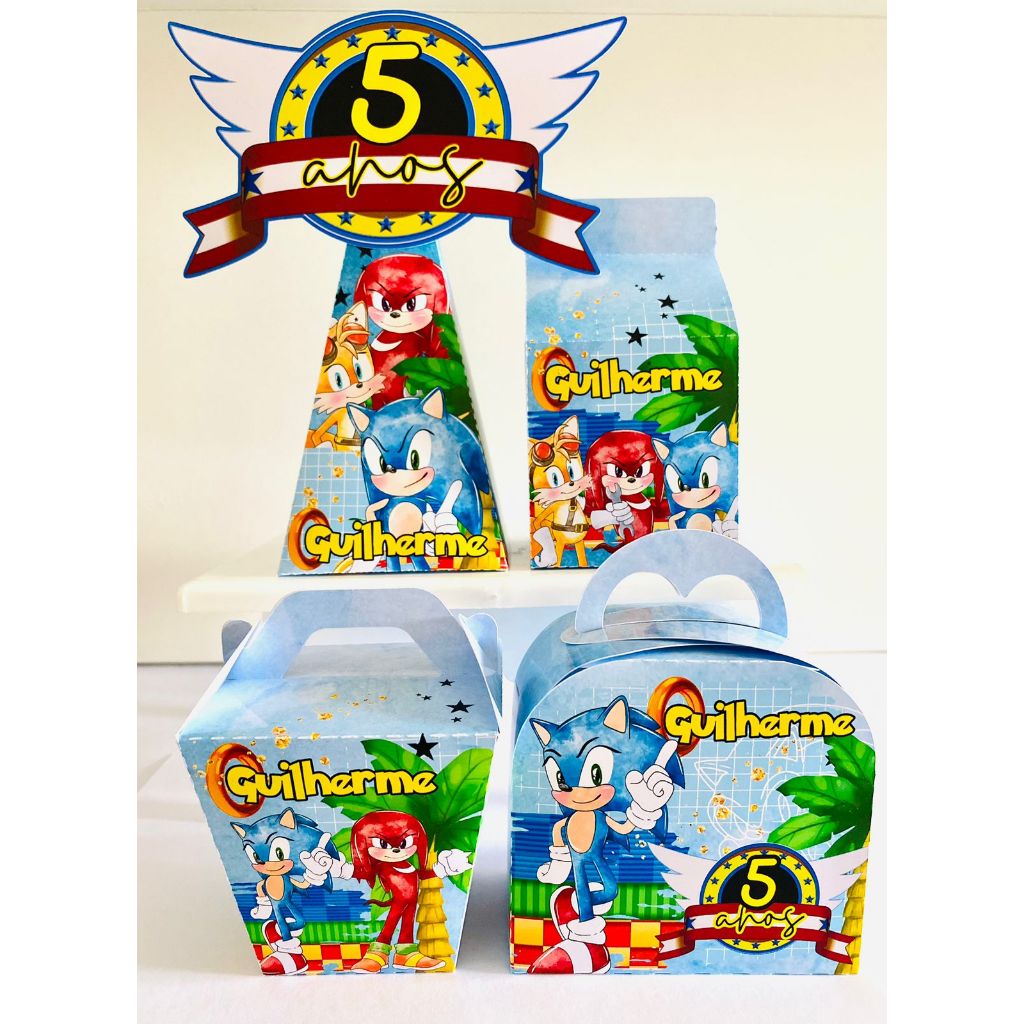 KIT LEMBRANCINHA PERSONALIZADA DE ANIVERSÁRIO SONIC - PAPELARIA PERSONALIZADA PEGUE E MONTE