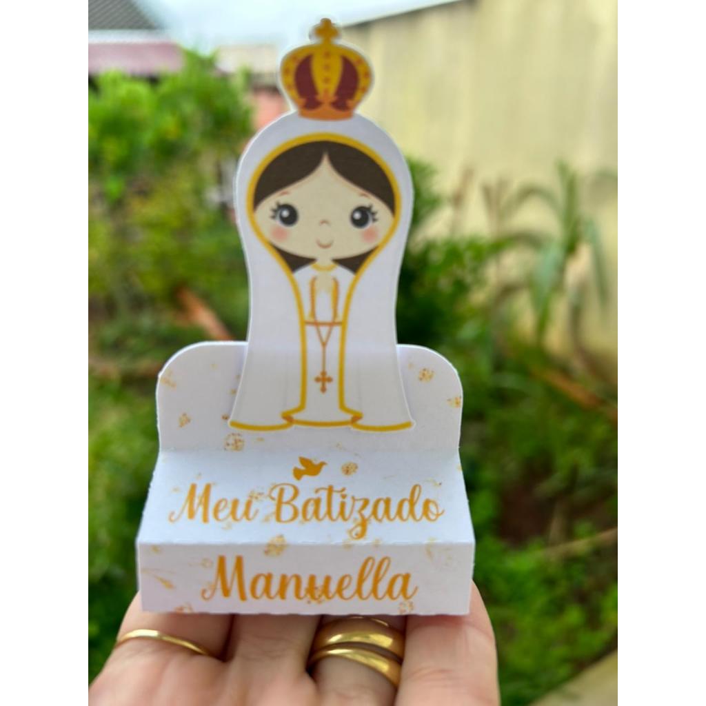 Porta Bis Duplo Batizado Nossa Senhora Aparecida -Nossa Senhora de Fátima Lembrancinha de Batizado Batismo