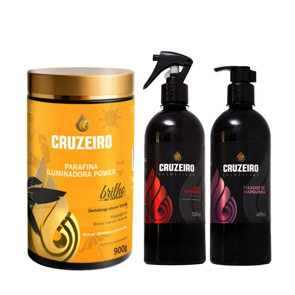 Kit Parafina + Óleo Ativador  Fixador Marquinha Bronzeamento Natural + Fita
