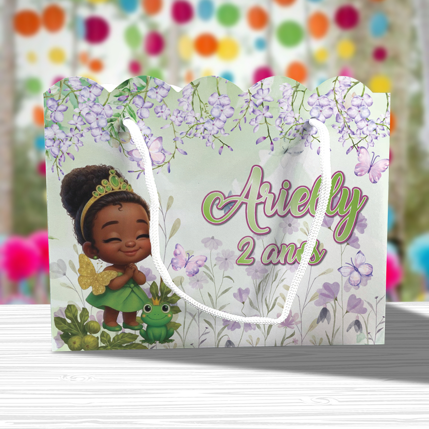 Sacolinha de Festa Princesa Tiana Baby Lembrancinha Personalizada Kit Festa Sacola Ondulada
