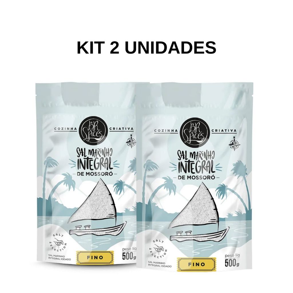Kit 2 Sal Marinho Fino Integral Mossoró Br Spices 500g em Oferta na Shopee