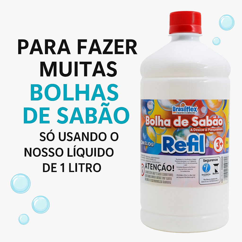 Refil para bolha de sabão líquido Bubble para máquina de fazer bolhas 1/4 litros atóxica