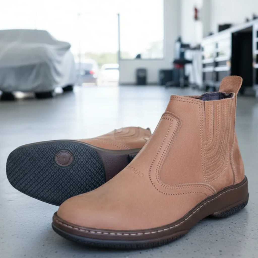Bota Masculina Botina Country Social Couro Nobuck Legitimo Original Marca Campolina Botinha Leve 2520