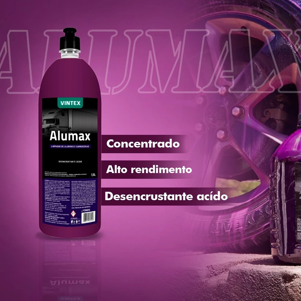 ALUMAX 1,5L VINTEX VONIXX LIMPADOR DE ALUMÍNIO E CARROCERIAS RODA CHASSI MOTOR BAÚ INOX — imagem 2 de 2