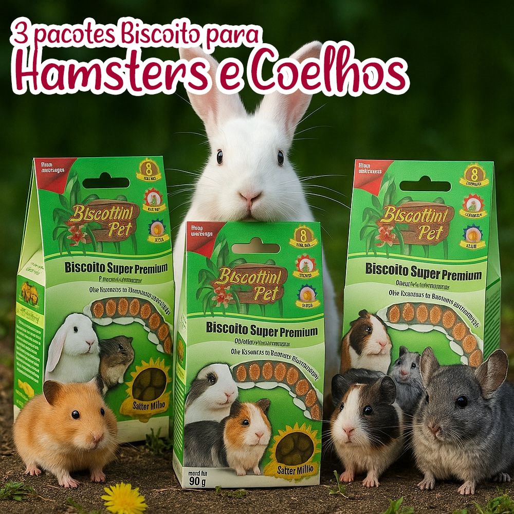 Kit 3 Biscoitos Biscottini Super Premium Para Hamsters 80g em Oferta na Shopee