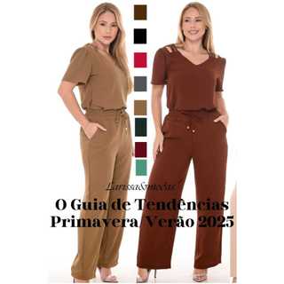 Conjunto Feminino Duna Calça e Blusa Curta ,casual, Confortável e Estiloso Premium 2025
