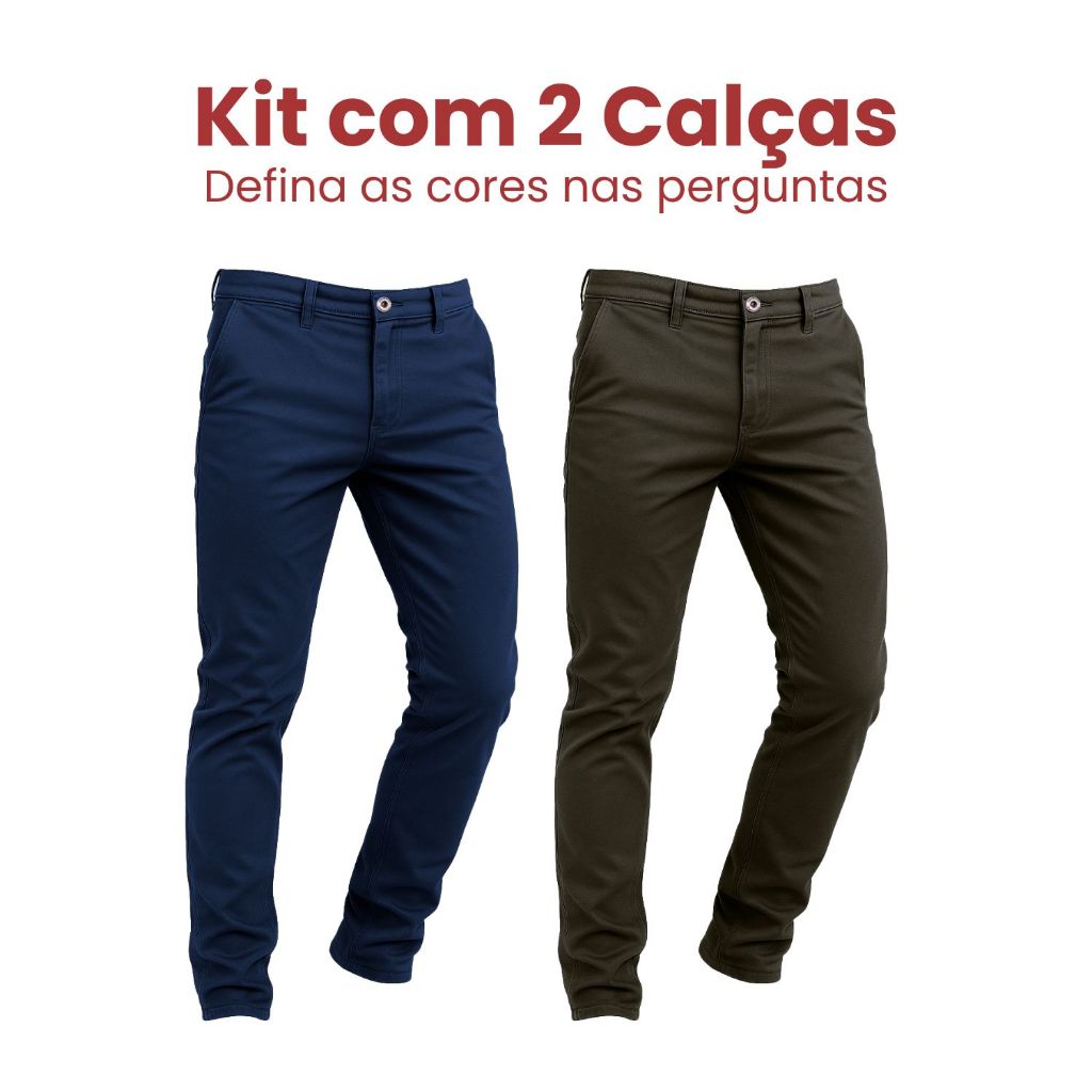 Kit 2 Calça Alfaiataria Masculina Slim Fit Calça Sarja Masculina Premium