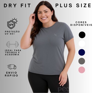 Camiseta Plus Size Dry Fit Feminina Blusa Fitness Academia Treino em Oferta na Shopee