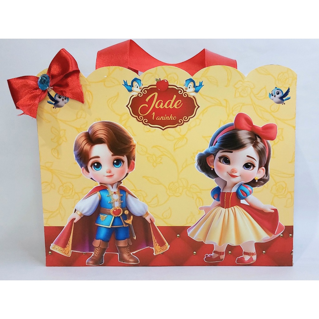 Sacolinha personalizada Branca de Neve baby tam G COM LAÇO | festa | aniversario | mesversario