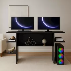 Mesa Para Computador Gamer Escrivaninha C/ Prateleiras Suporte PC