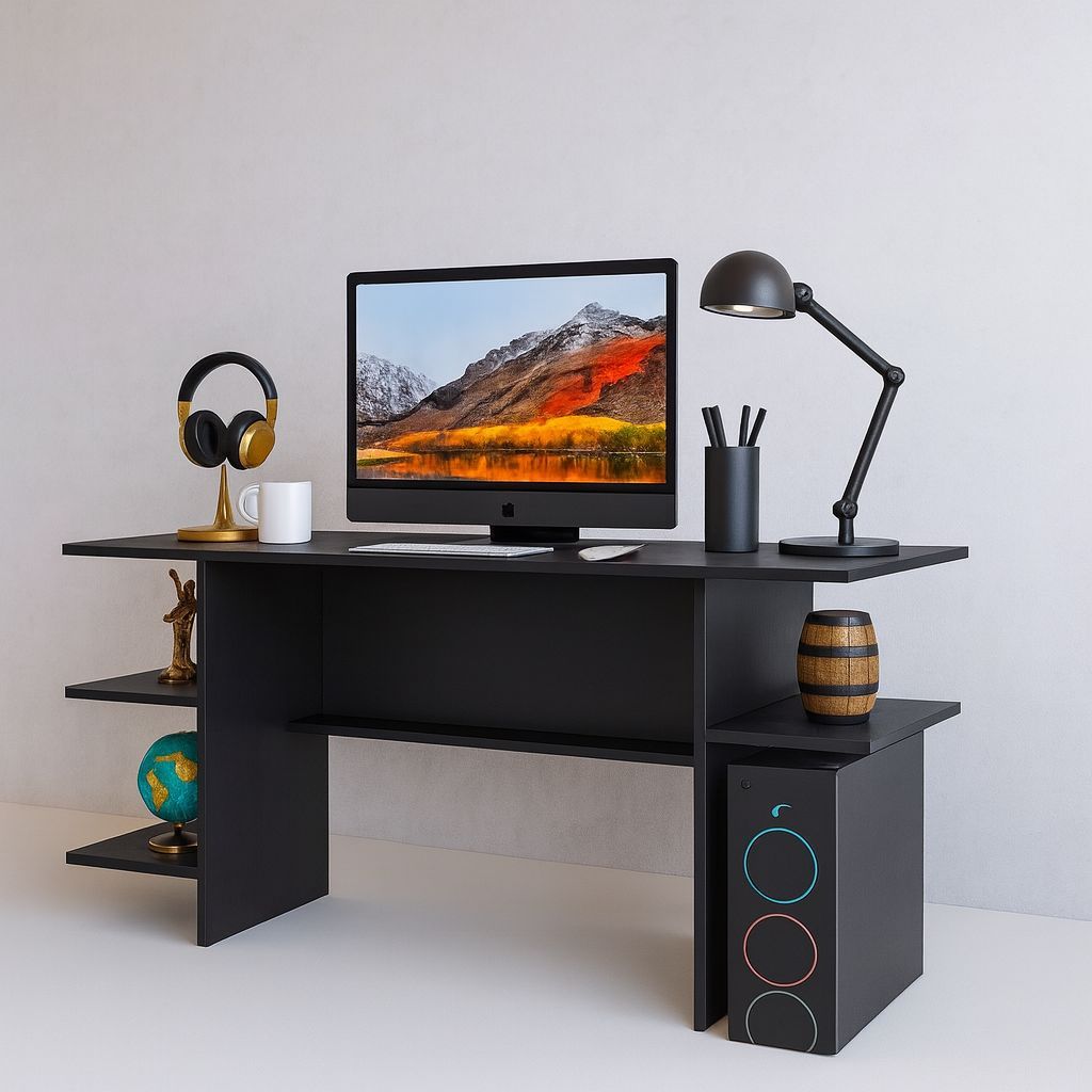 Mesa Gamer Escrivaninha Funcional – Para Computador, Estudo e Trabalho – Cor Preta