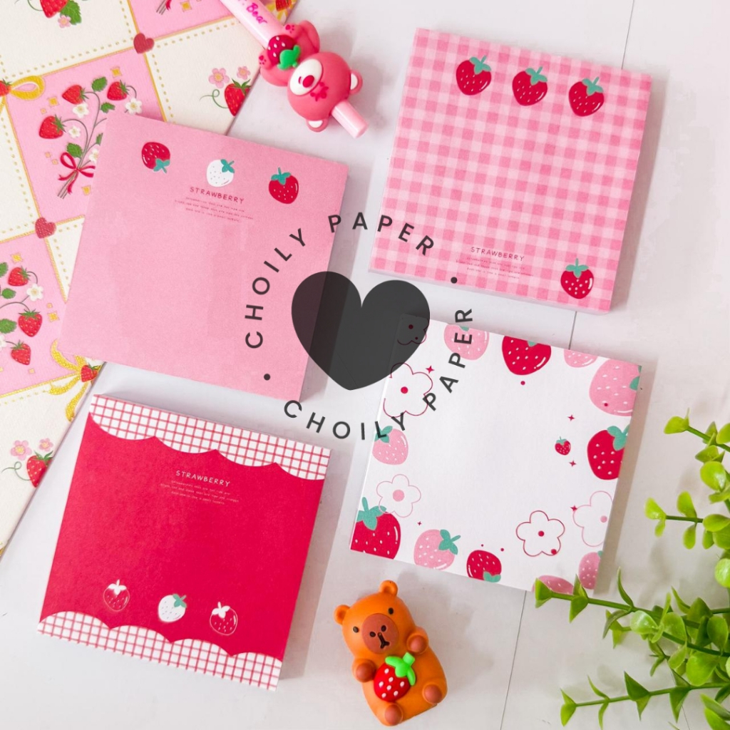 Bloco de Notas Morango 75fls Notas Adesivas Berry Cute Notes em Oferta na Shopee