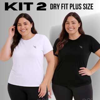 Kit 2 Camiseta Dry Fit Plus Size Blusa Feminina Treino Academia G1 G2 em Oferta na Shopee