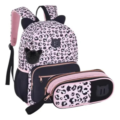 MOCHILA E ESTOJO ESCOLAR JUVENIUL | ANIMAL PRINT | CLIO GIRLS BY UATT?