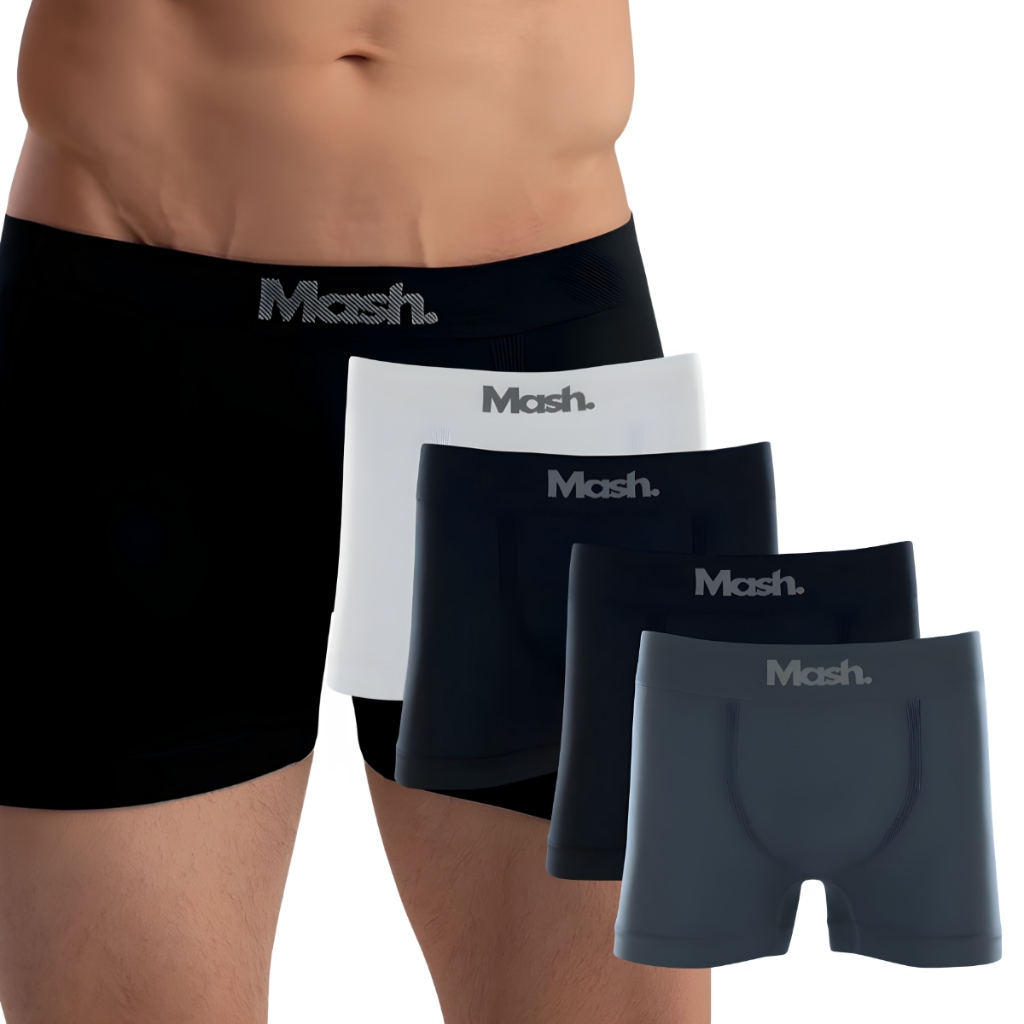 Kit 4 Cuecas Boxer Mash Masculinas Sem Costura Basic Microfibra Confortáveis Original