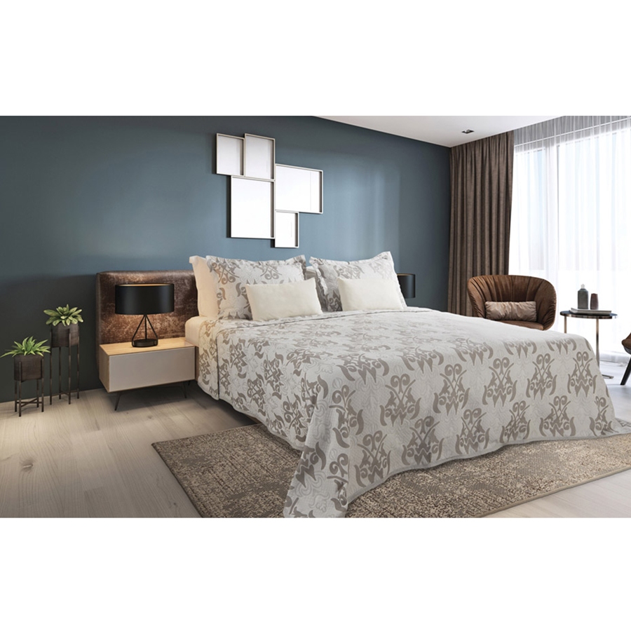 Colcha Casal Queen Kit 3 Peças Cairo 230x260cm Cobre Leito MontBlanc Tecido Jacquard