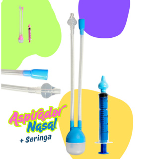 Kit Aspirador Nasal + Seringa Bebe Soro Catarro Nariz Sugador Higiene Resfriado Meleca Lavagem em Oferta na Shopee