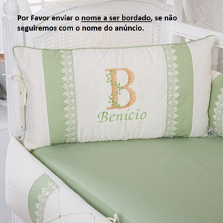 KIT BERÇO AMERICANO 8PÇS - 519 -PERSONALIZADO INICIAL E NOME DO BEBÊ-JA INCLUSO A SAIA MENINO/MENINA em Oferta na Shopee