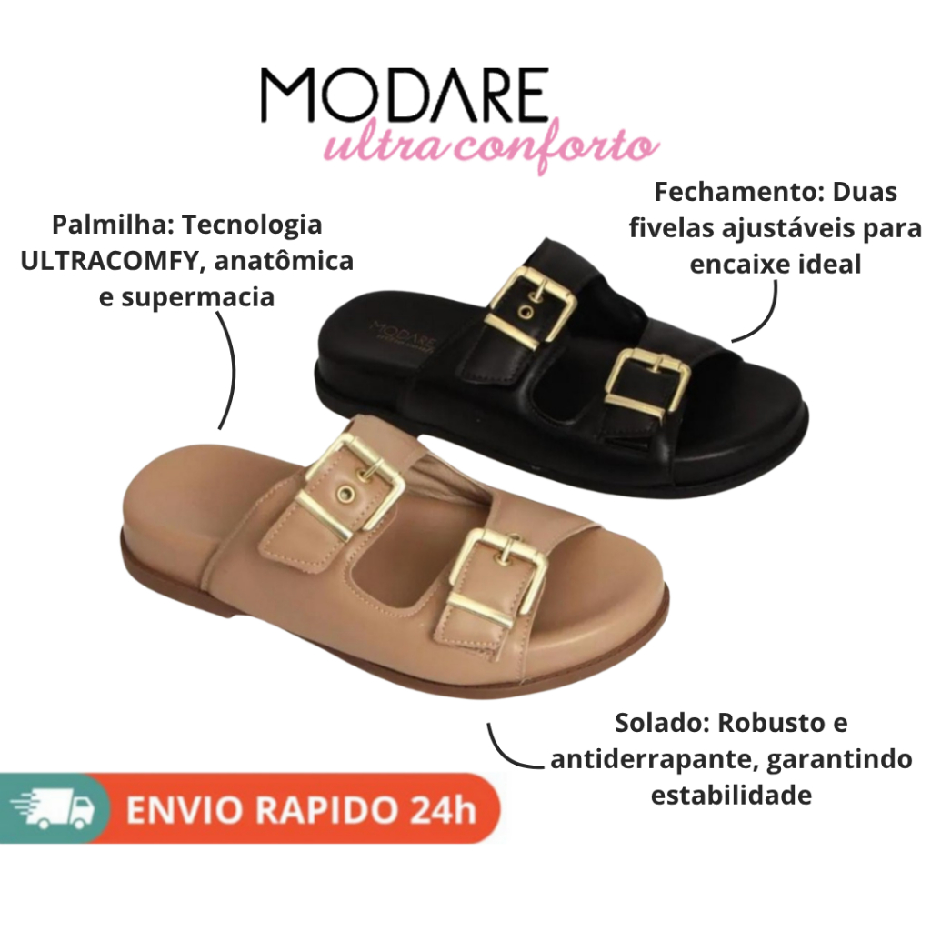 Papete Feminina Modare Design Elegante Anatômica Ultracomfy Solado Antiderrapante Ref 7188.104