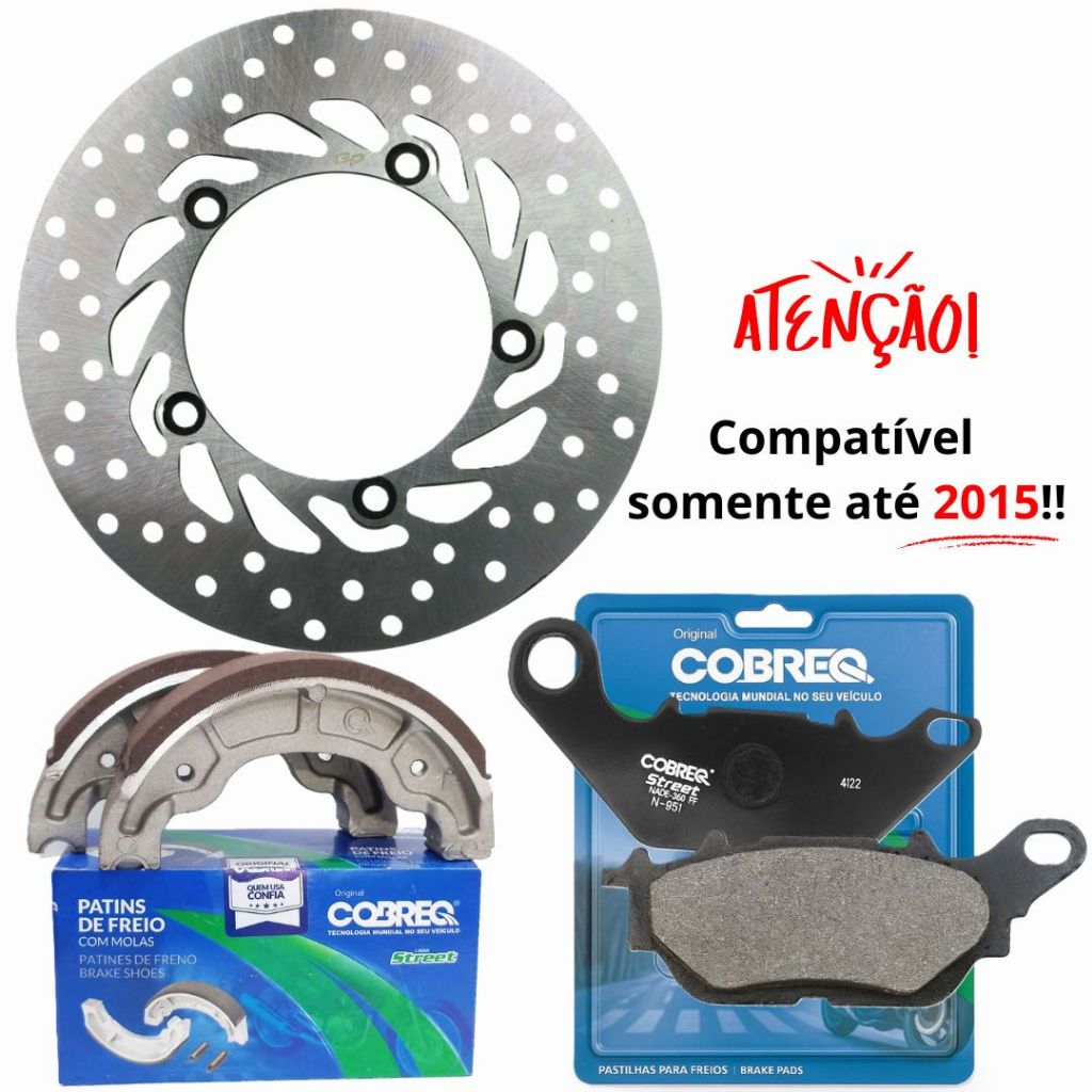 Disco de Freio Dianteiro Fazer 150 2013 A 2015 + Lonas e Pastilhas Cobreq em Oferta na Shopee