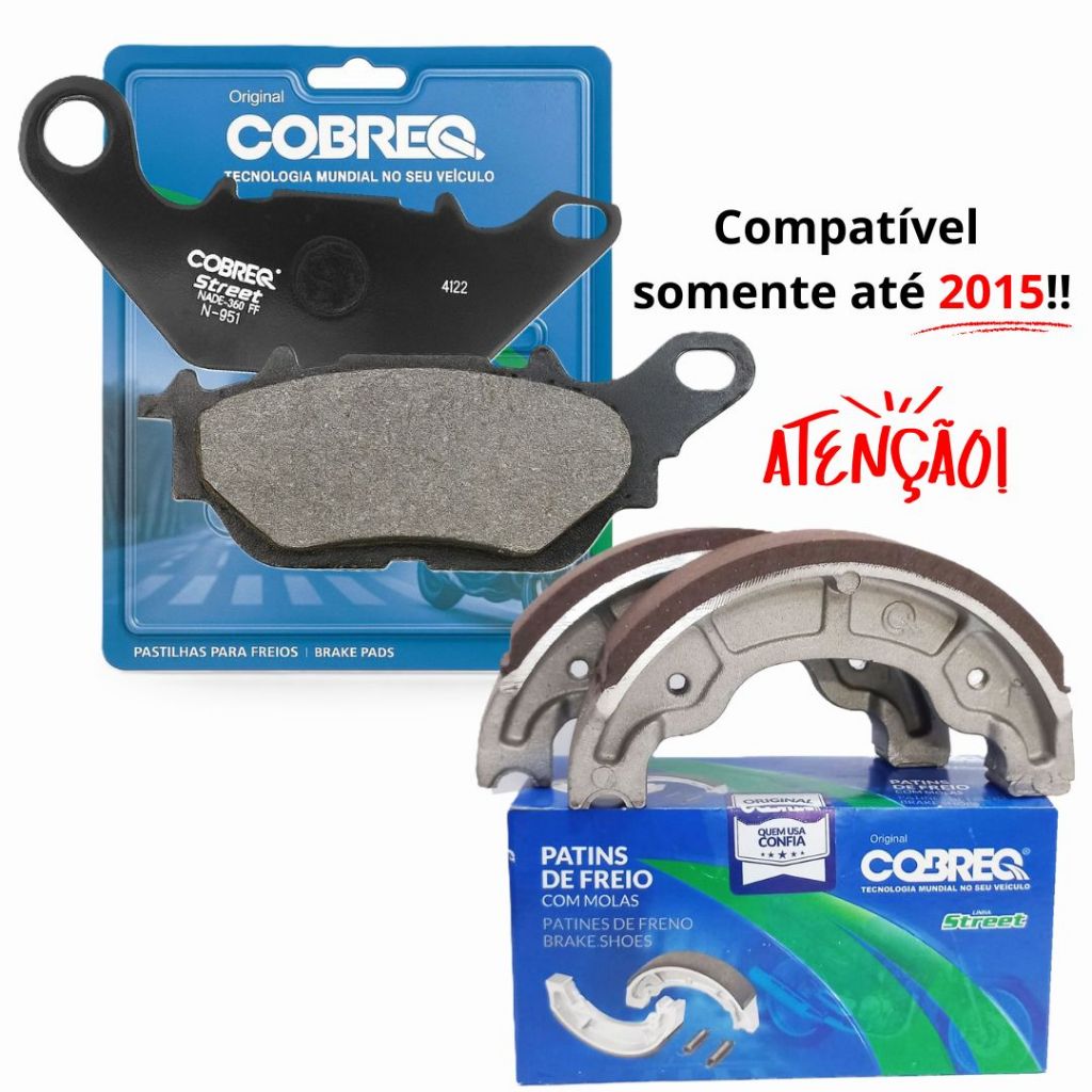 Kit Pastilhas + Lonas de Freio Fazer 150 2013-2015 / Factor 150 2009-2015 Cobreq