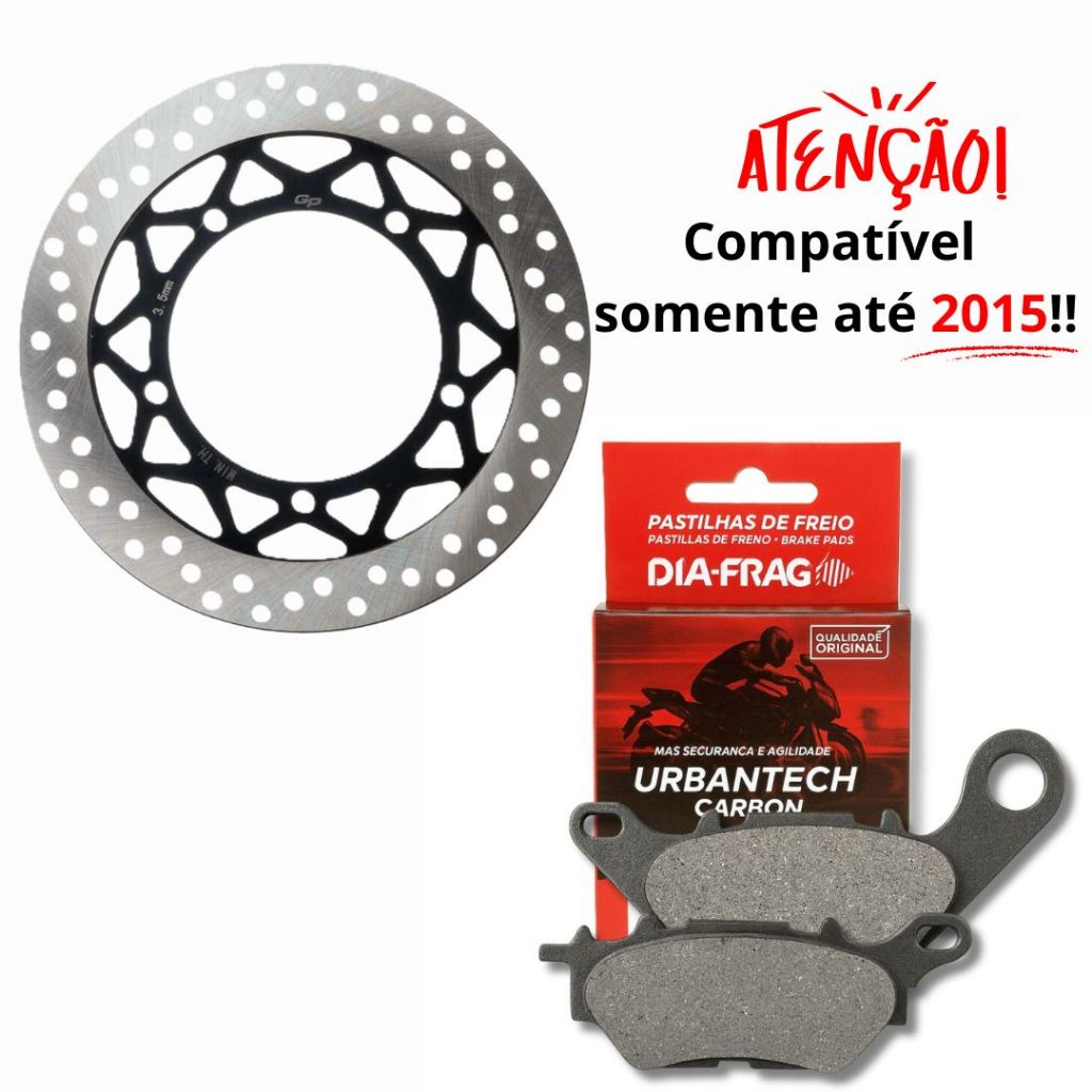 Disco de Freio Dianteiro Factor 125 2009-2013 / Factor 150 2014-2015 + Pastilhas Diafrag