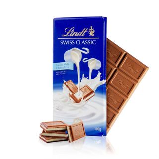 Barra de Chocolate Lindt Swiss Classic Duplo Leite 100g em Oferta na Shopee