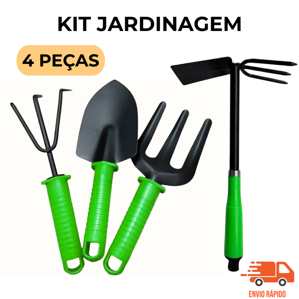 Kit Jardinagem 4 Peças Ferramentas Práticas para Jardim Horta e Vasos Ferro Durável em Oferta na Shopee