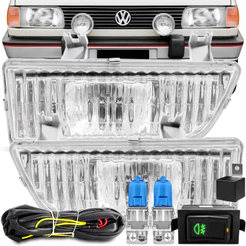 Kit Farol Milha Auxiliar Neblina Gol Parati Saveiro Voyage Quadrado 1987 88 89 90 91 92 93 1994 + Botão Original